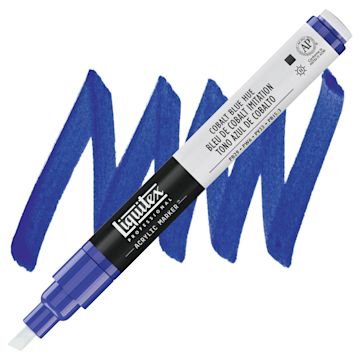 Open in modal - Liquitex Paint Marker - Cobalt Blue Hue, 2mm Tip marker and swatch