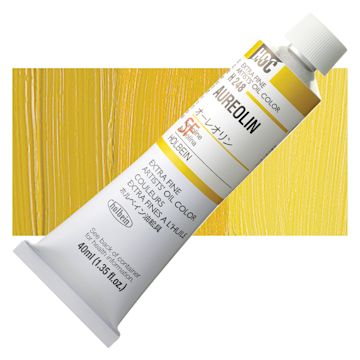 Open in modal - Holbein Artists' Oil Color - Aureolin, 40 ml tube and swatch