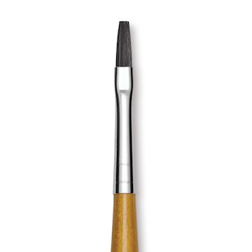 Open in modal - Isabey Isacryl Synthetic Brush - Long Flat, Long Handle, Size 0 close up
