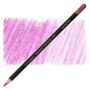 Open in modal - Derwent Chromaflow Colored Pencil - Ultra Pink, swatch and block