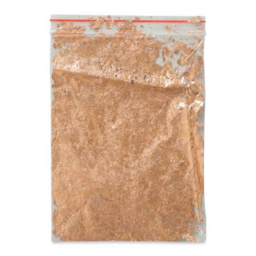 Open in modal - Mona Lisa Metal Leaf Flakes - Contents of Copper package shown in sealed bag