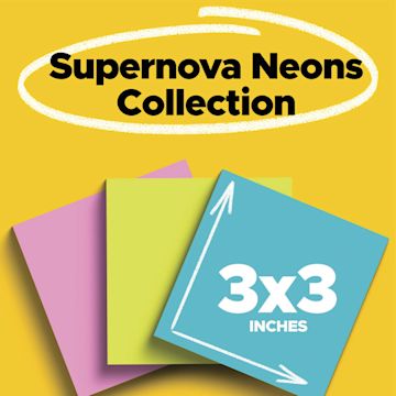 Open in modal - Post-it Super Sticky Notes - 3" x 3", Miami Collection, Blank, Pkg of 3