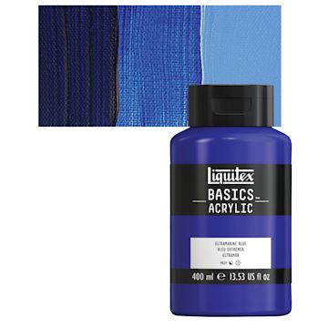 Open in modal - Liquitex Basics Acrylic Paint - Ultramarine Blue, 13.5 oz Bottle and swatch