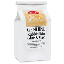 Utrecht Rabbit Skin Glue - left angled view of 1 lb bag of Ground Glue granules