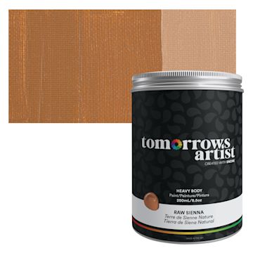 Open in modal - Tomorrow's Artist Eco-Friendly Heavy Body Acrylic Paint - Raw Sienna, 250 ml jar and swatch