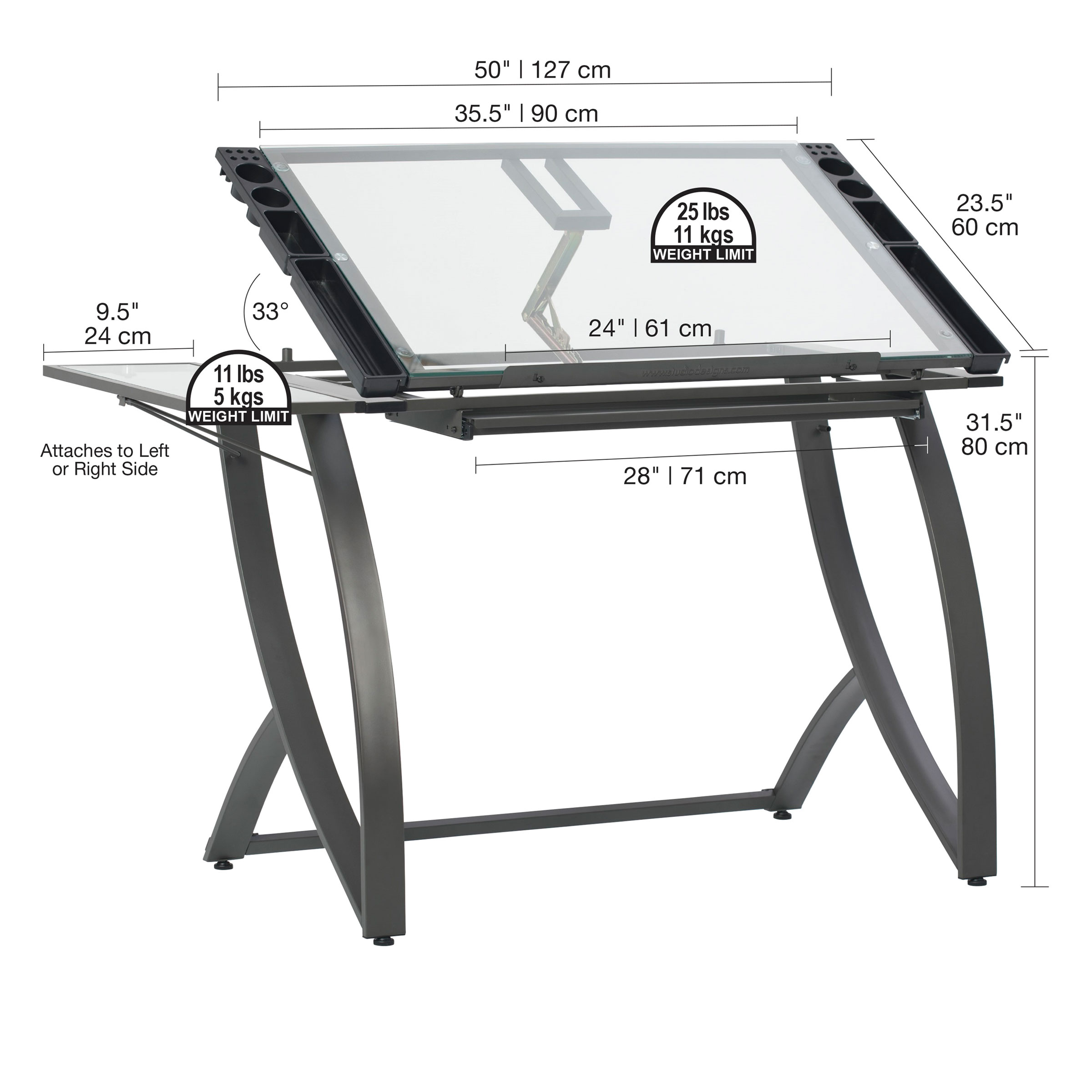 Studio Designs Futura Luxe ブラックメタル製図台 Studio Designs Futura Luxe Craft Table | BLICK Art Materials
