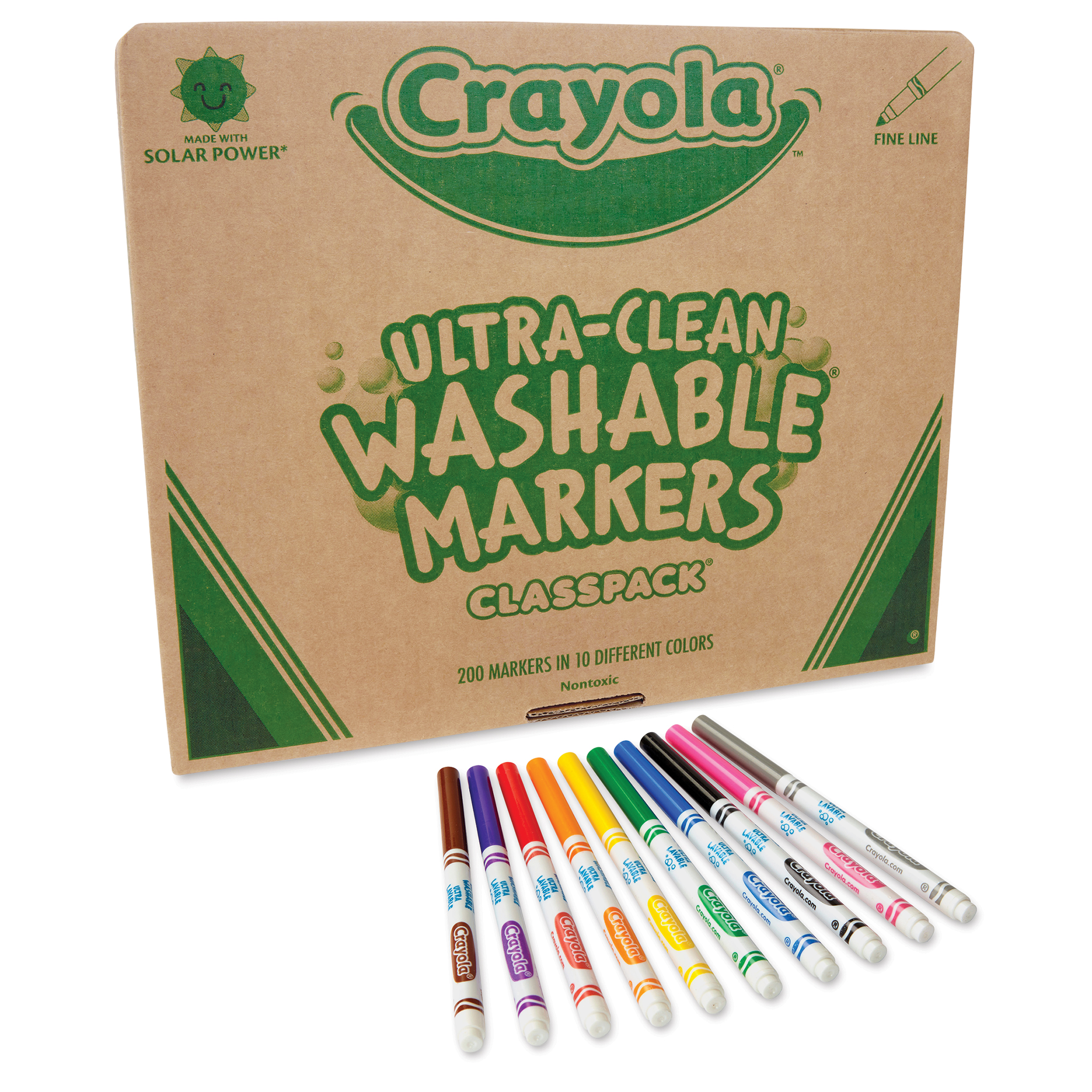 Crayola Ultra-Clean Washable Markers, Wedge Tip, 8 per Box, 6 Boxes