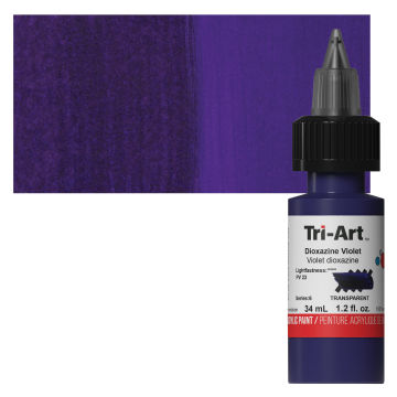Tri-Art Low-Viscosity Artist Acrylic - Dioxazine Violet, Tube with Swatch