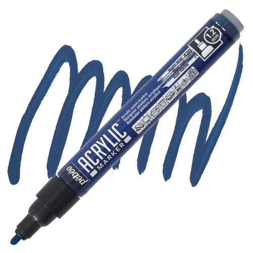 Pebeo Acrylic Marker - Set of 5, Blue Colors, 1.2 mm, Bullet Nib