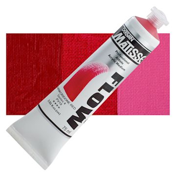 Open in modal - Matisse Flow Acrylic Paint - Quinacridone Red, 75 ml tube and swatch