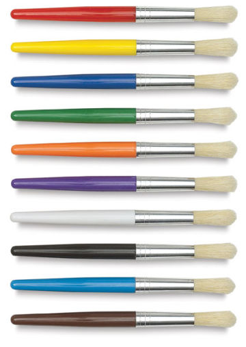 Chubby Brushes - Package of 10 with metal ferrules shown horizontally
