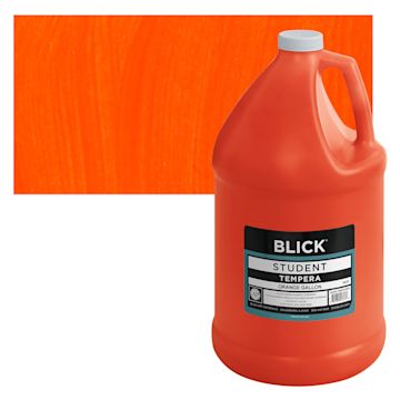 Open in modal - Blick Student Tempera Paint - Orange, 128 oz bottle and swatch