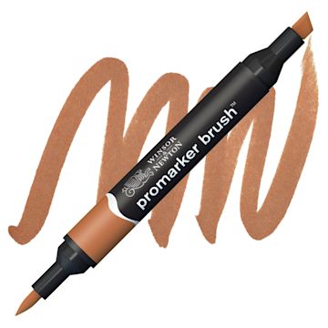 Open in modal - Winsor & Newton Promarker Brush Marker - Cocoa marker and swatch