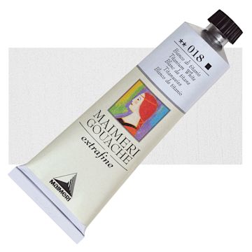 Open in modal - Maimeri Artist Gouache - Titanium White, 60 ml tube and swatch