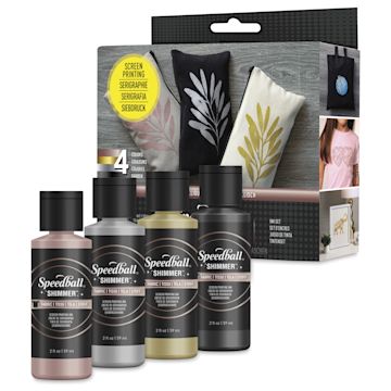 Open in modal - Speedball Fabric Screen Printing Ink - Shimmer Colors, Set of 4, 2 oz bottles with packaging