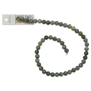 Open in modal - John Bead Earth's Jewels African Turquoise Beads - 8 mm, 16" Strand - close-up