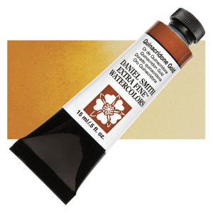 Daniel Smith Extra Fine Watercolor - Quinacridone Gold, 15 ml, Tube with Swatch