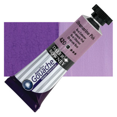 Daler Rowney Aquafine Gouache - Ultramarine Pink, 15 ml, Tube with Swatch