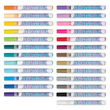 Open in modal - Alpha6 AlphaFlex Textile and Leather Paint Markers - Assorted Colors, 1 mm, Set of 25 markers with caps on
