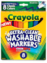 Crayola Ultra-Clean Washable Marker Set - Classic Colors, Broad Tip, Set of 8
