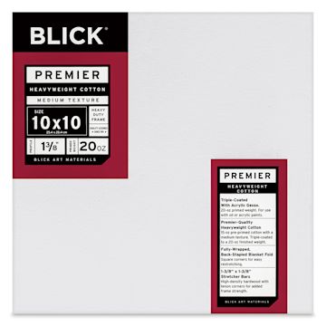Open in modal - Blick Premier Heavyweight Stretched Cotton Canvas - 10" x 10", 1-3/8" Profile