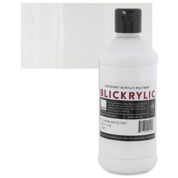 Blickrylic Student Acrylics - Titanium White, Pint bottle and swatch