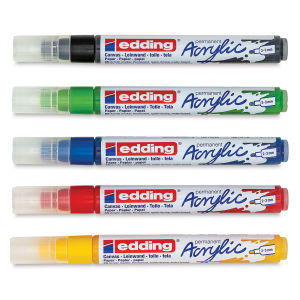 Edding Acrylic Paint Markers - Basic Colors, Set of 5, Medium