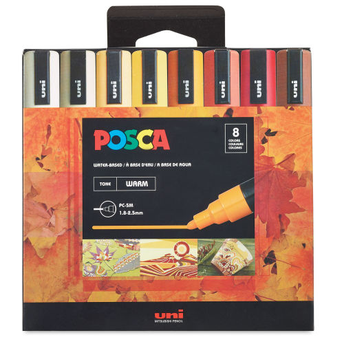 Uni POSCA Mixed Nib Sizes Marker Pen Set of 8 - Black - Posca