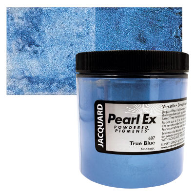 Jacquard Pearl-Ex Pigment - 4 oz, True Blue, Jar with Swatch