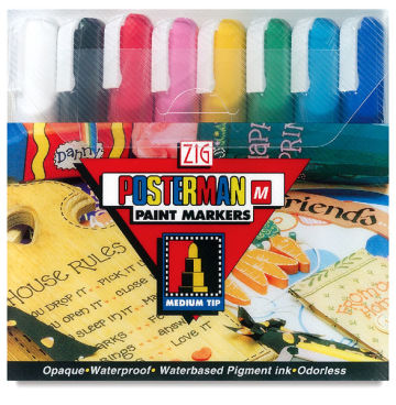 Kuretake Zig Posterman Paint Markers and Sets - Front of Set of 8 Medium Tip Markers