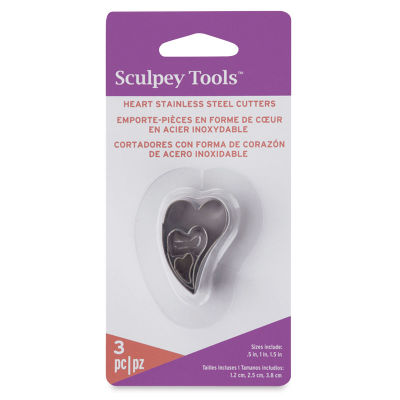Sculpey Metal Clay Cutters - Front of package for set of 3 Irregular Hearts