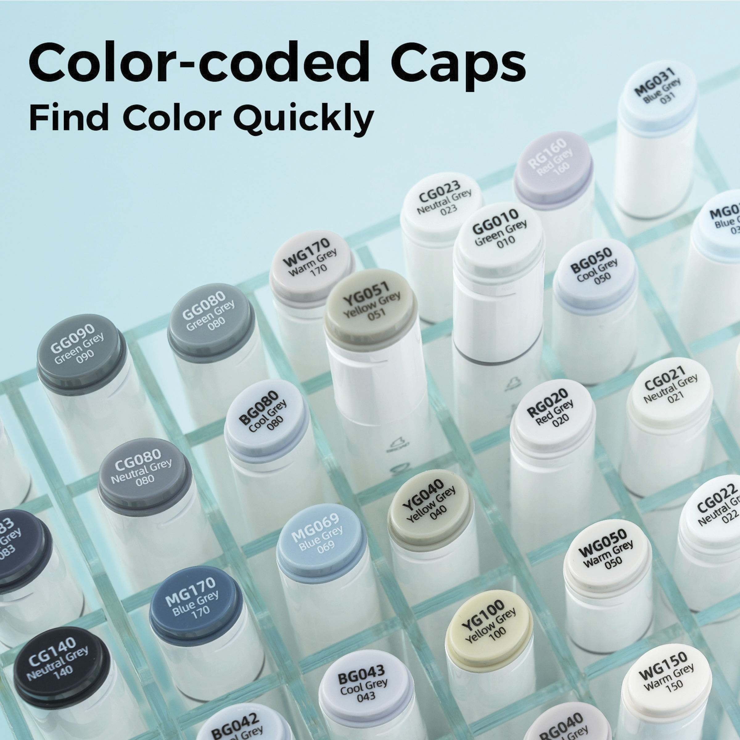 Ohuhu Oahu Dual-Tip Marker Set - Set of 36, Grayscale Colors
