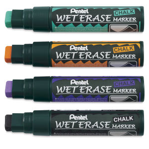Pentel Wet Erase Chalk Markers - Secondary Colors, Jumbo Point, Set of 4