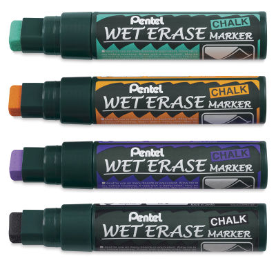 Pentel Wet Erase Chalk Markers - Secondary Colors, Jumbo Point, Set of 4