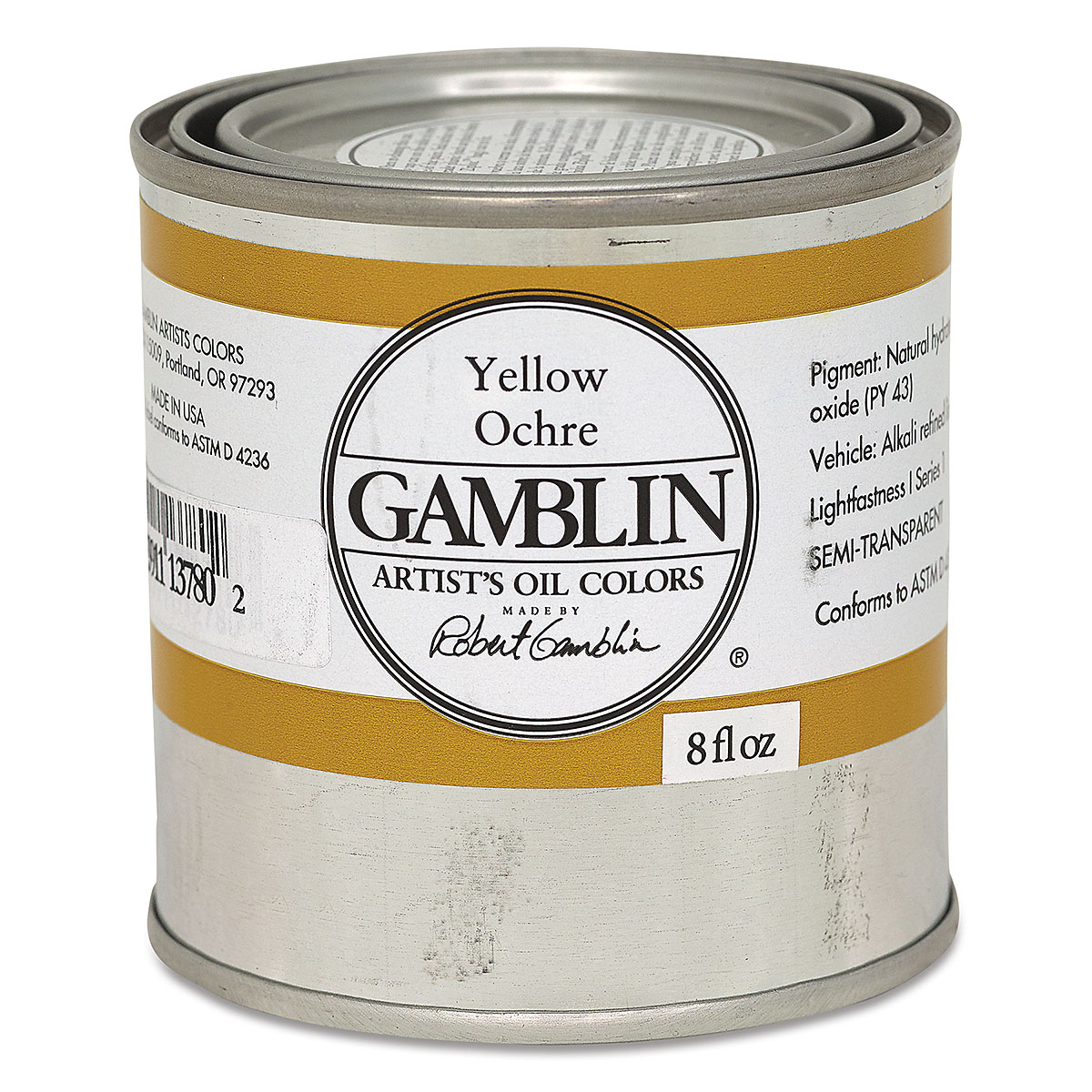 Gamblin artists grade Yellow ochre 8oz (729911137802)