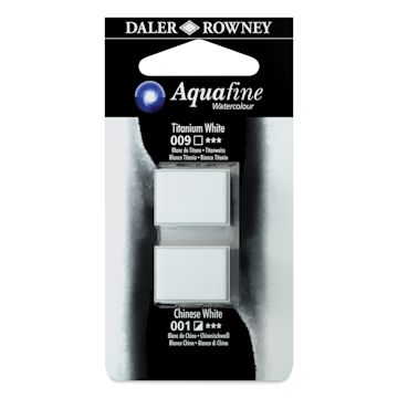 Open in modal - Daler-Rowney Aquafine Watercolors - Set of 2, Titanium White and Chinese White, Half Pan