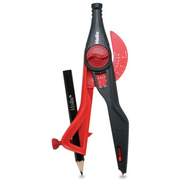 Helix Safety Compass - Red Compass shown upright with pencil (random colors shipped)
