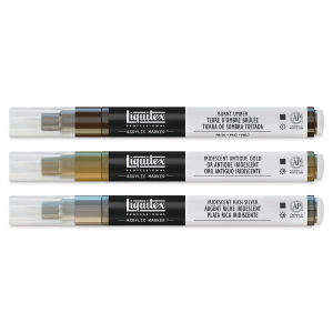 Liquitex Professional Paint Marker Set - Iridescent Colors, Set of 3 shown with caps on
