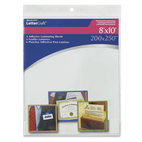 Westcott BetterLetter Self-Adhesive Laminating Sheets - 8'' x 10