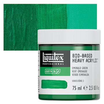 Open in modal - Liquitex Bio-Based Heavy Acrylic Paint - Emerald Green, 75 ml jar and swatch