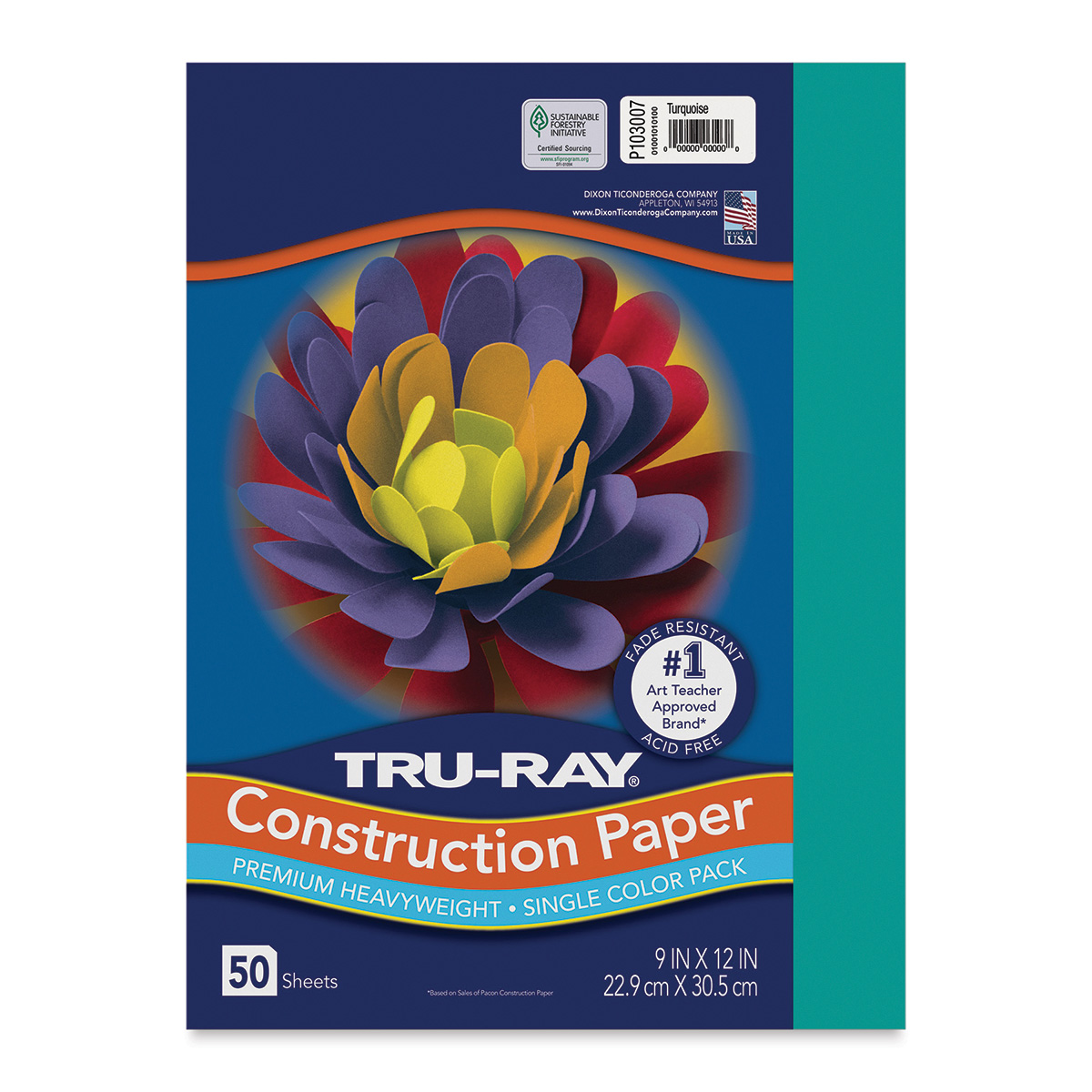 Pacon Tru-Ray Construction Paper - 9 x 12, Turquoise, 50 Sheets 