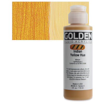 Golden Fluid Acrylics - Indian Yellow Historical Hue, 4 oz bottle