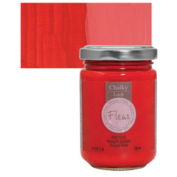 Fleur Chalky Look Paint - Tomato Red, 4.4 oz jar
