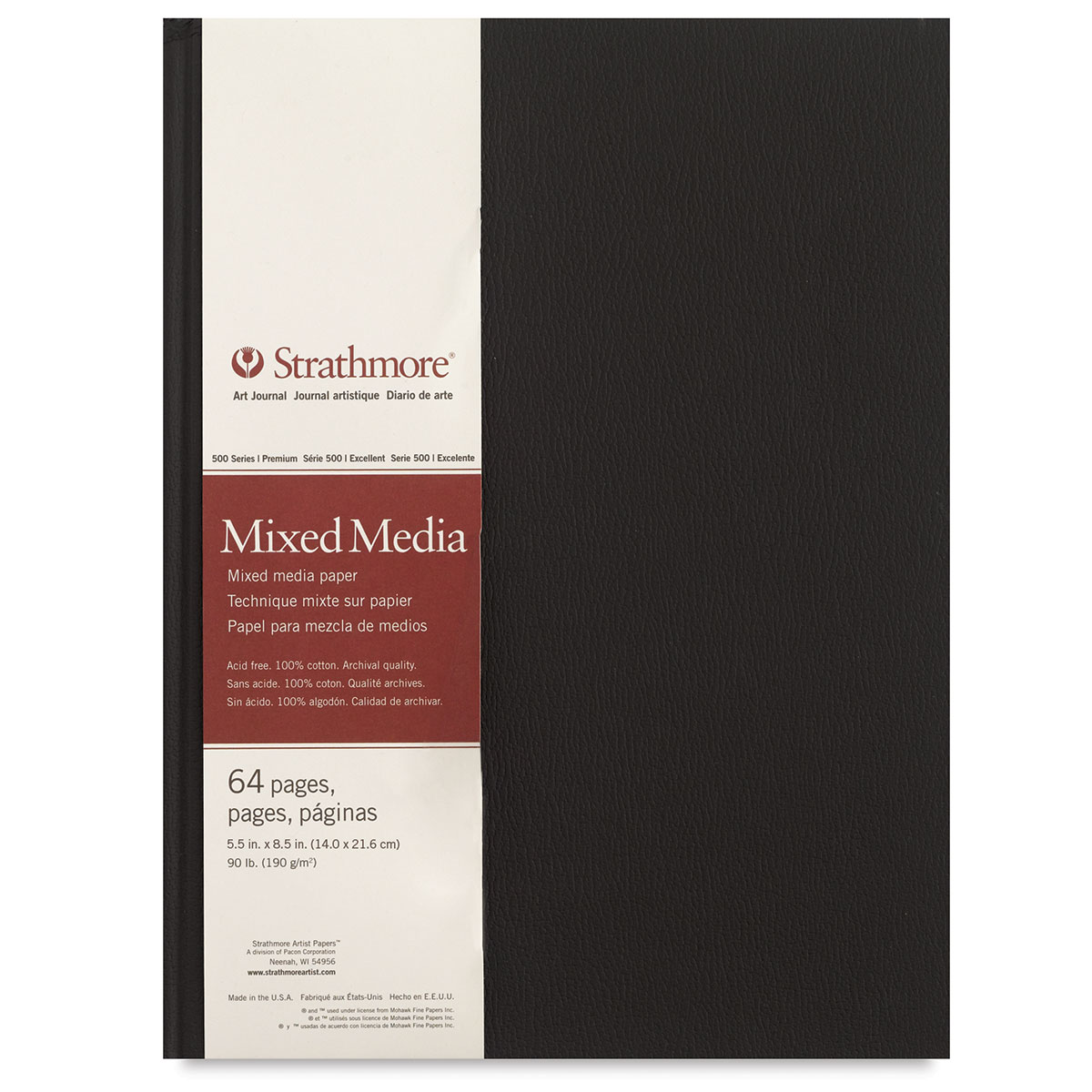 Strathmore 566-5 500 Series Hardbound Mixed Media Art Journal, 5.5 x 8.5,  White, 32 Count