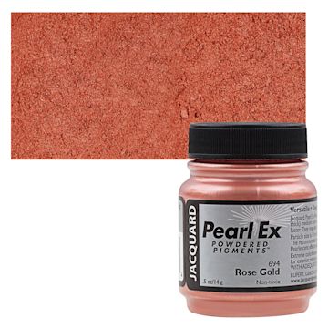 Open in modal - Jacquard Pearl-Ex Pigment - 0.5 oz, Rose Gold jar and swatch