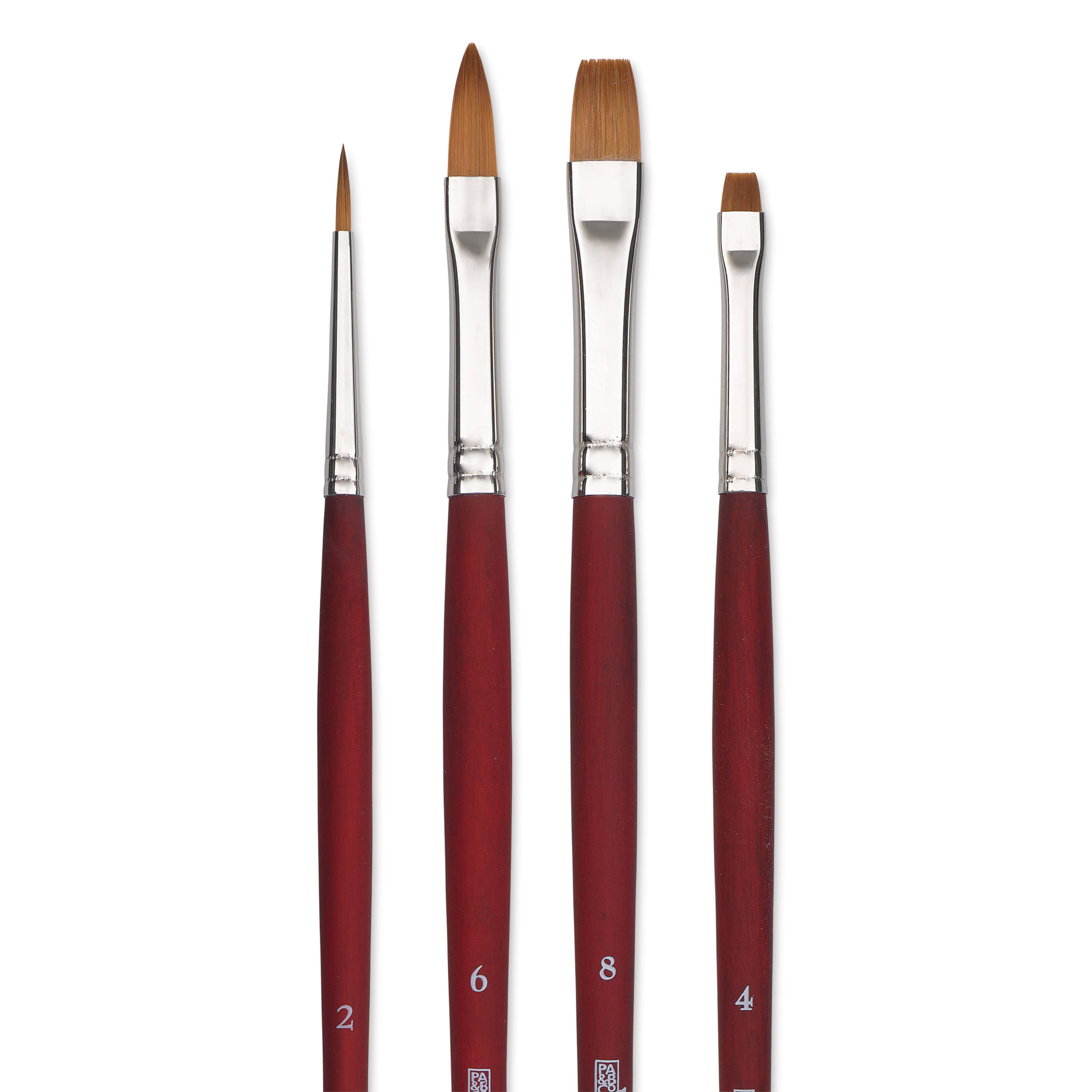 Princeton Velvetouch Series 3900 Synthetic Brushes - Blick Exclusive, Long Handle, Set of 4, close up