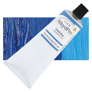 Open in modal - CAS AlkydPro Fast-Drying Alkyd Oil Color - Cobalt Blue, 120 ml tube and swatch