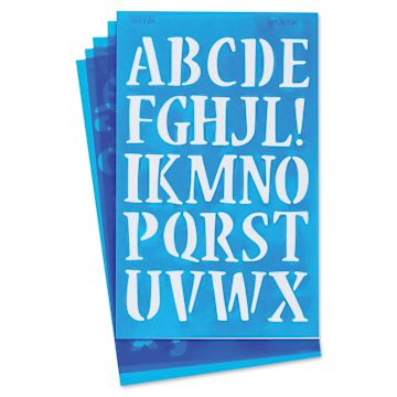 Open in modal - Westcott BetterLetter Plastic Letter Stencils - 3/4" & 1", Capital and Lower Case, Nueva (out of packaging)