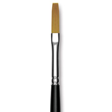Open in modal - Trekell Synthetic Gold Taklon Brush - Long Flat, Long Handle, Size 6, close-up