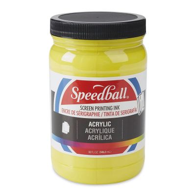 Speedball Permanent Acrylic Screen Printing Ink - Front of 32 oz jar of Process Yellow shown